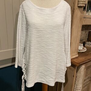 Jones New York White Long Sleeve Top with Side Ties